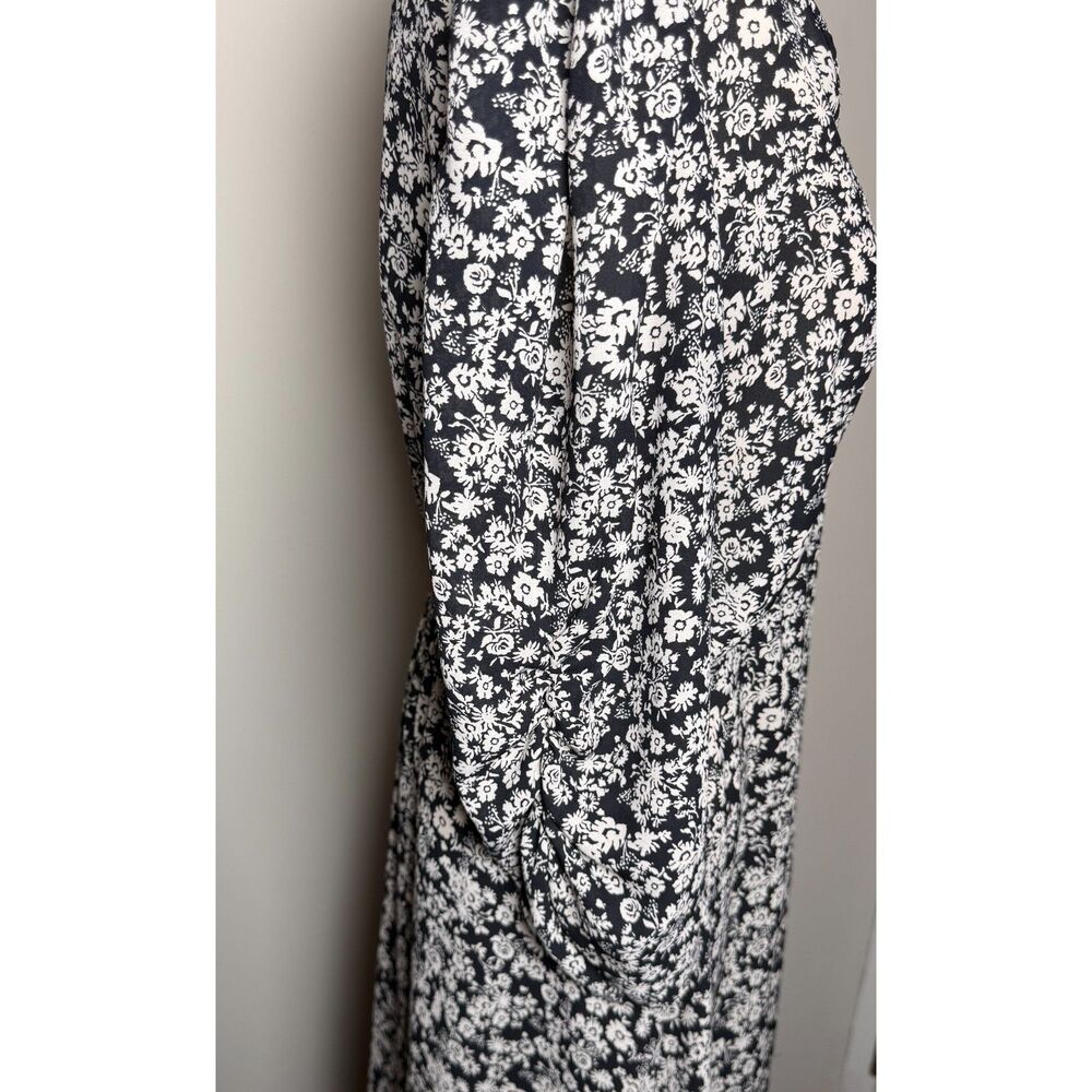 Emma Michele Floral Maxi Dress M Black White Ditsy 90s Style Sheer V-Neck Whimsy - Picture 8 of 10